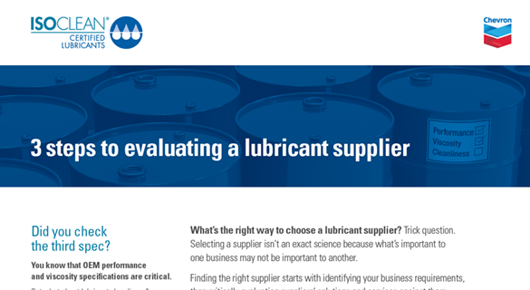 3 steps to evaluate lubricant supplier 3 steps to evaluate lubricant supplier